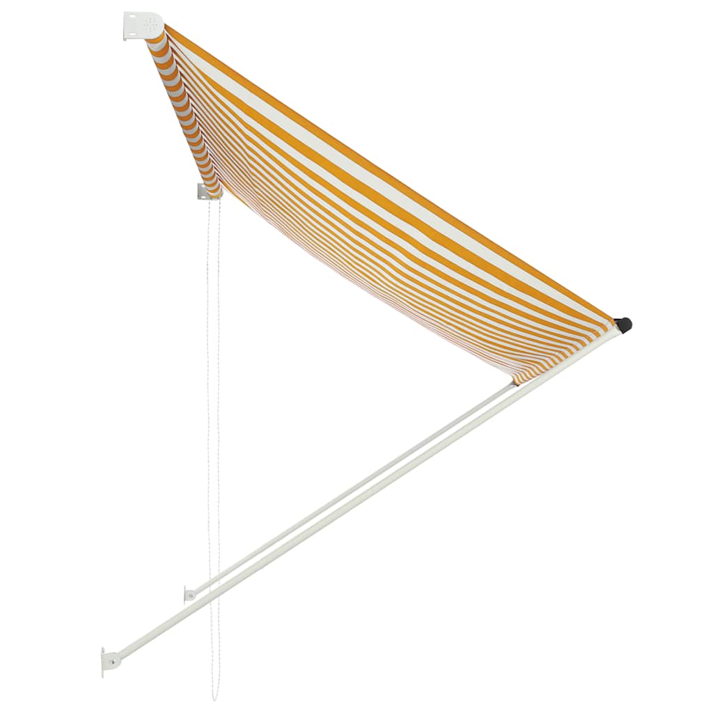 Uttrekkbar markise 200x150 cm gul og hvit vidaXL