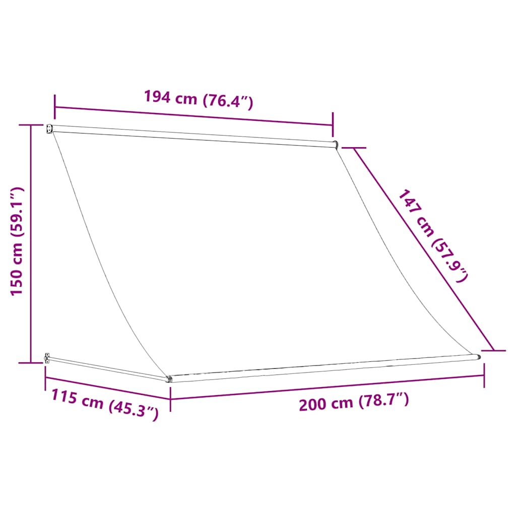 Uttrekkbar markise 200x150 cm gul og hvit vidaXL