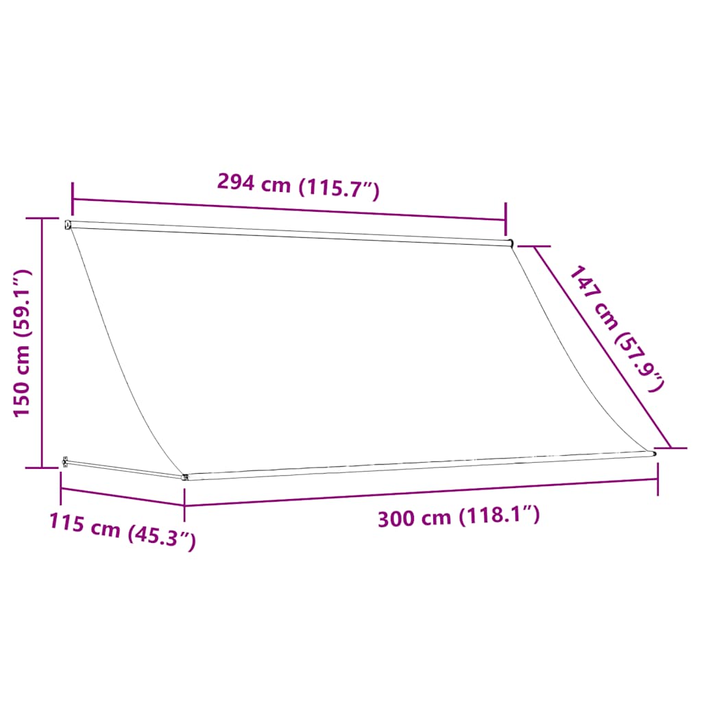 Uttrekkbar markise 300x150 cm gul og hvit