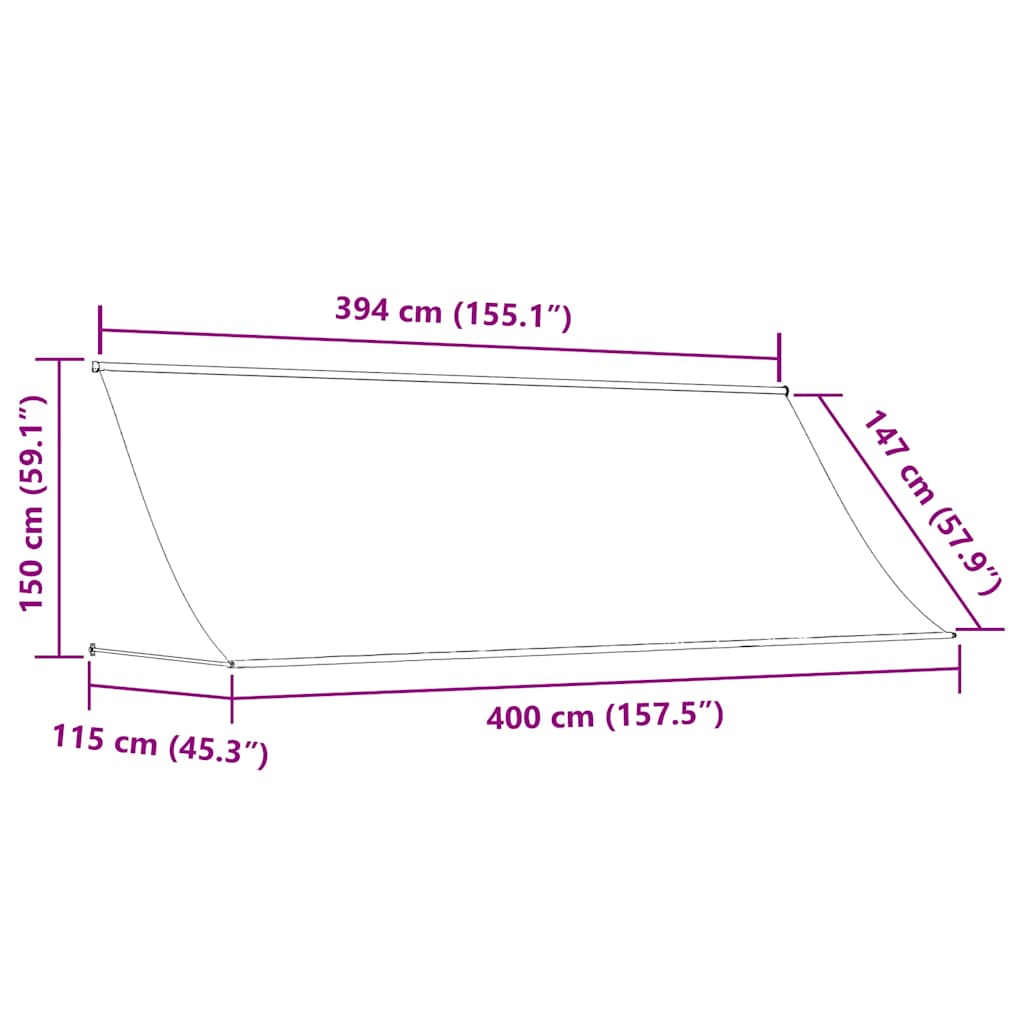 Uttrekkbar markise 400x150 cm antrasitt vidaXL