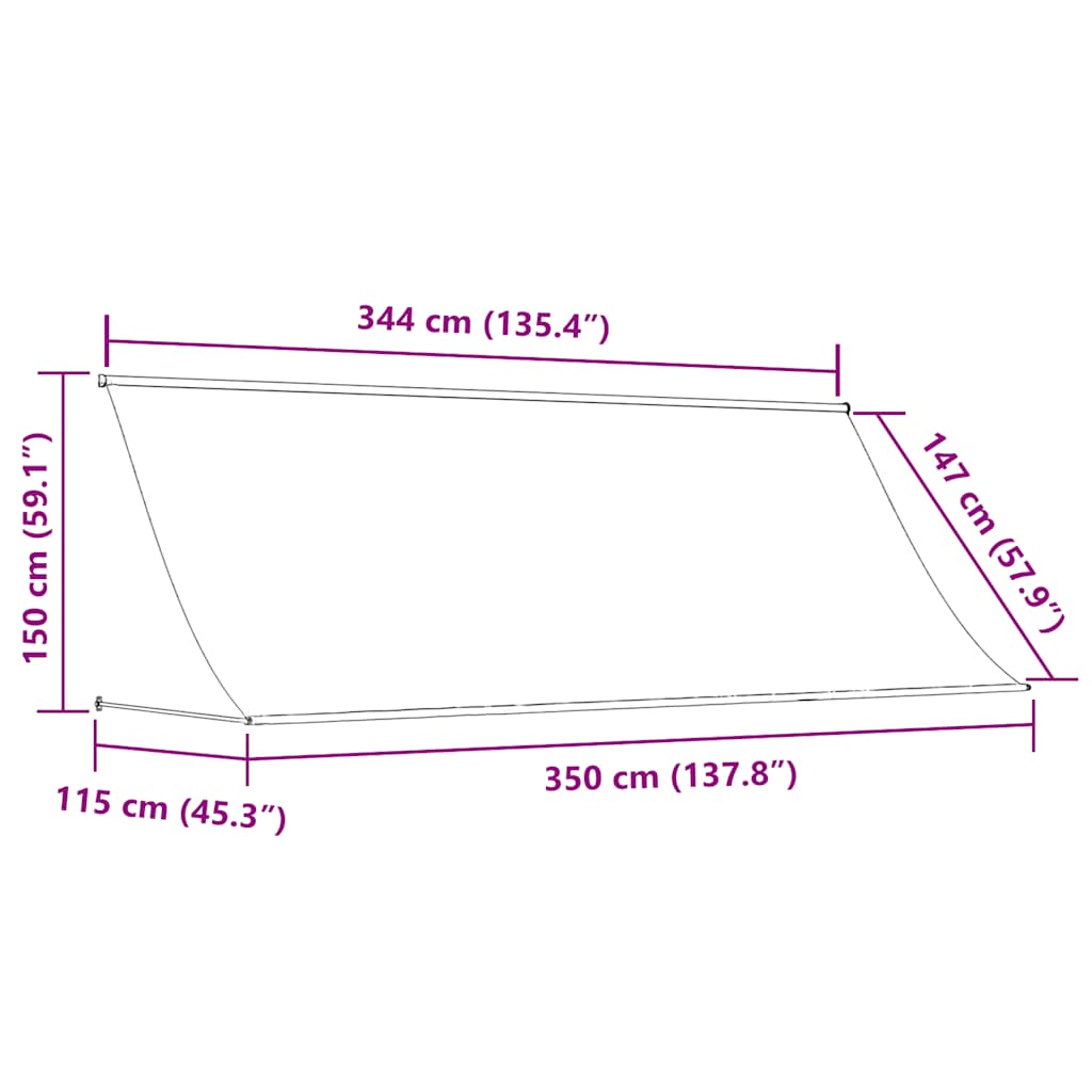 Uttrekkbar markise 350x150 cm kremhvit vidaXL