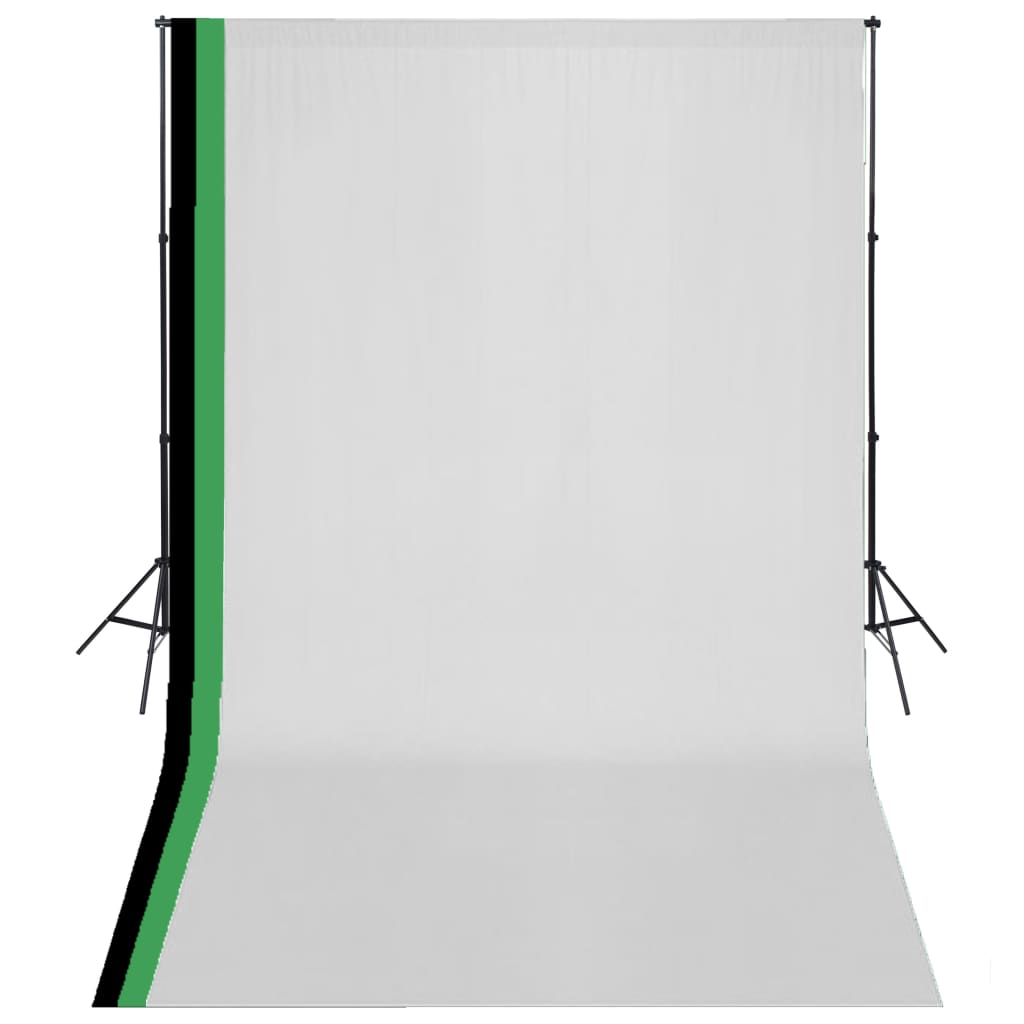 Fotostudiosett med 3 fargerike bakgrunner bomull justerbar ramme 3x5 m
