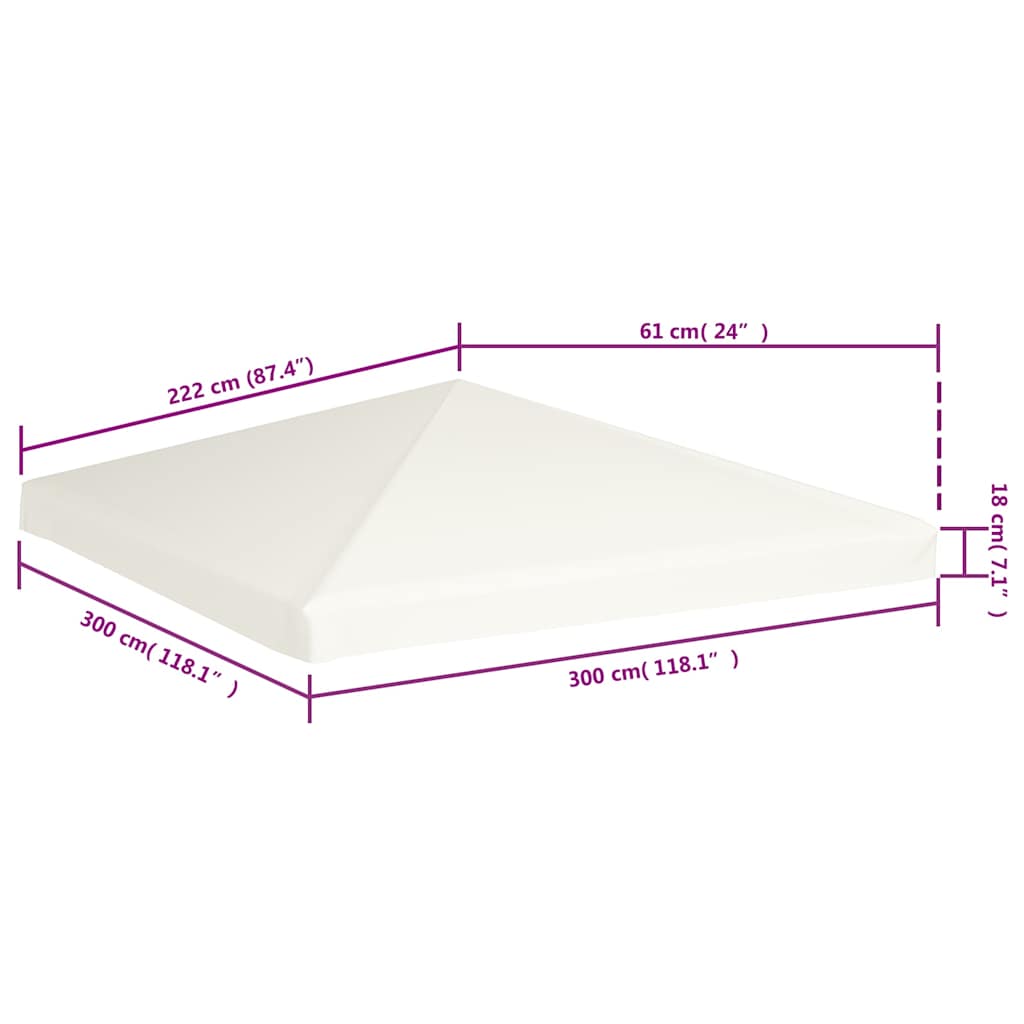 Toppduk til paviljong 310 g/m² 3x3 m kremhvit