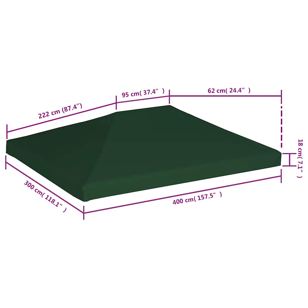 Toppduk til paviljong 310 g/m² 4x3 m grønn
