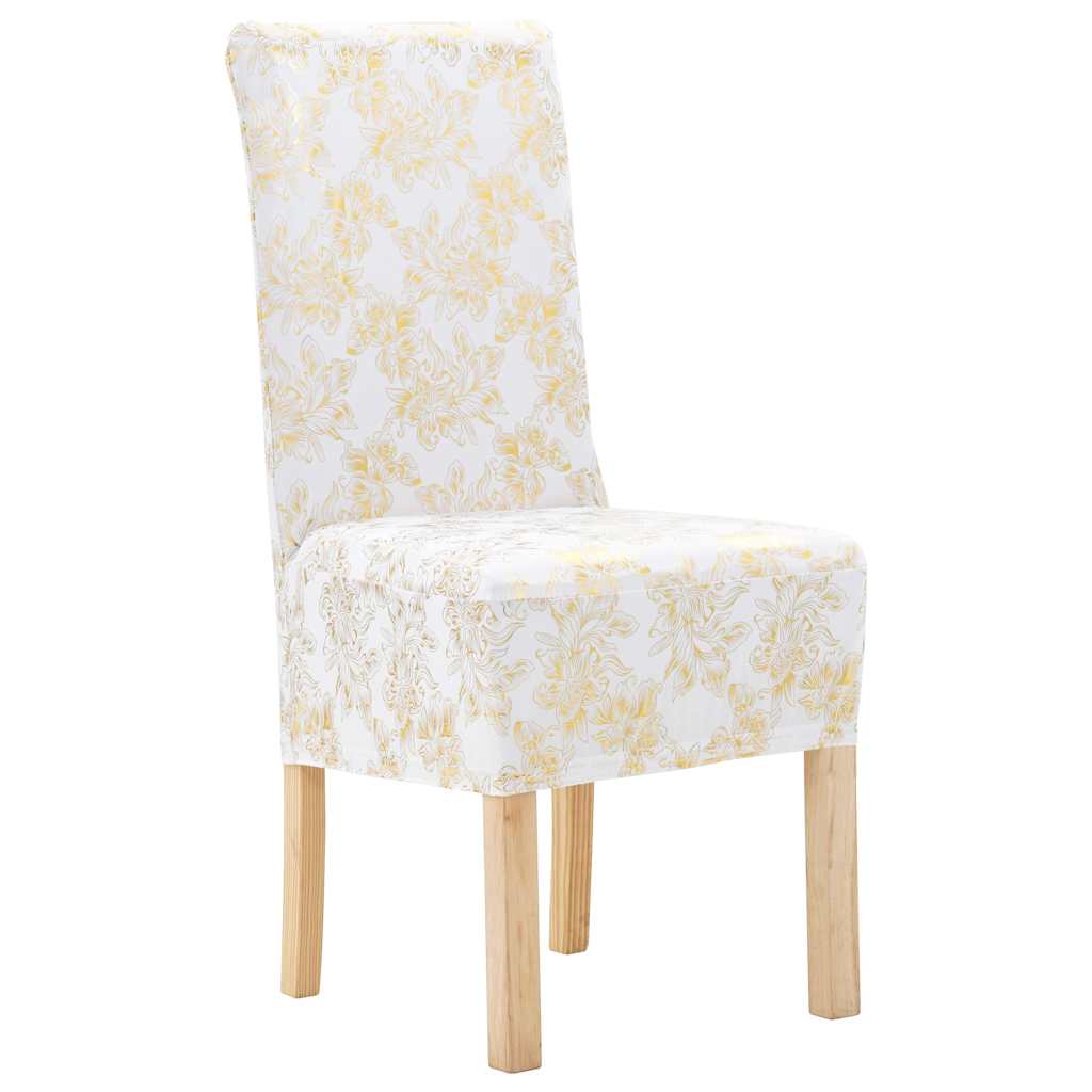 Stoltrekk stretch 6 stk hvit med gulldesign