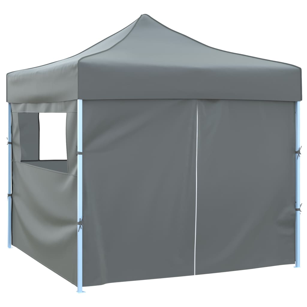 Sammenleggbart festtelt popup med 4 sidevegger 3x3 m antrasitt
