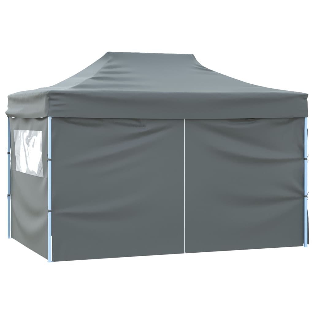 Sammenleggbart telt popup med 4 sidevegger 3x4,5 m antrasitt