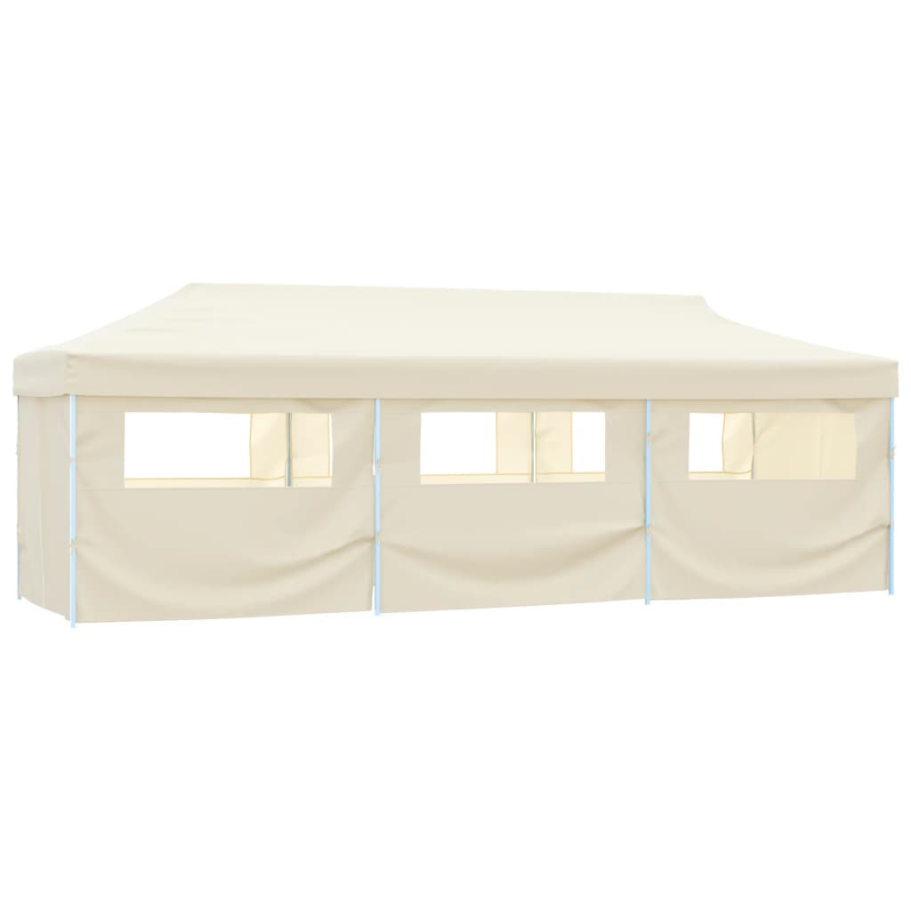 Sammenleggbart festtelt popup med 8 sidevegger 870x291x315 cm kremhvit