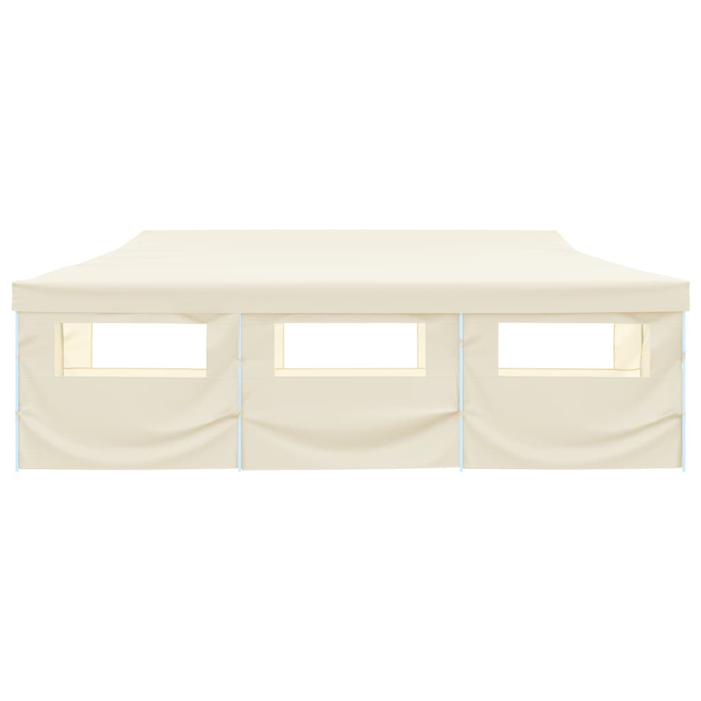 Sammenleggbart festtelt popup med 8 sidevegger 870x291x315 cm kremhvit