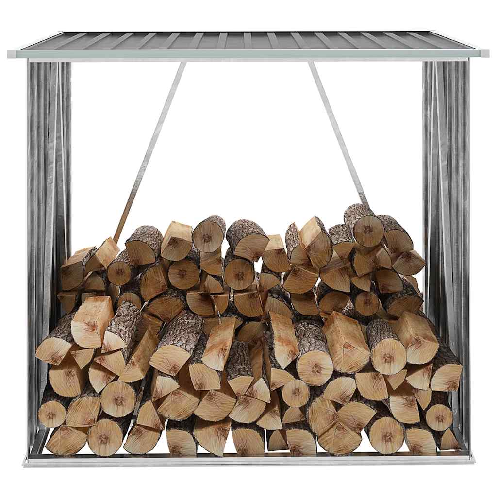 Vedskjul galvanisert stål 163x83x154 cm grå