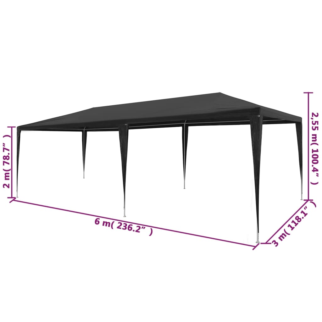 Festtelt PE 3x6 m antrasitt