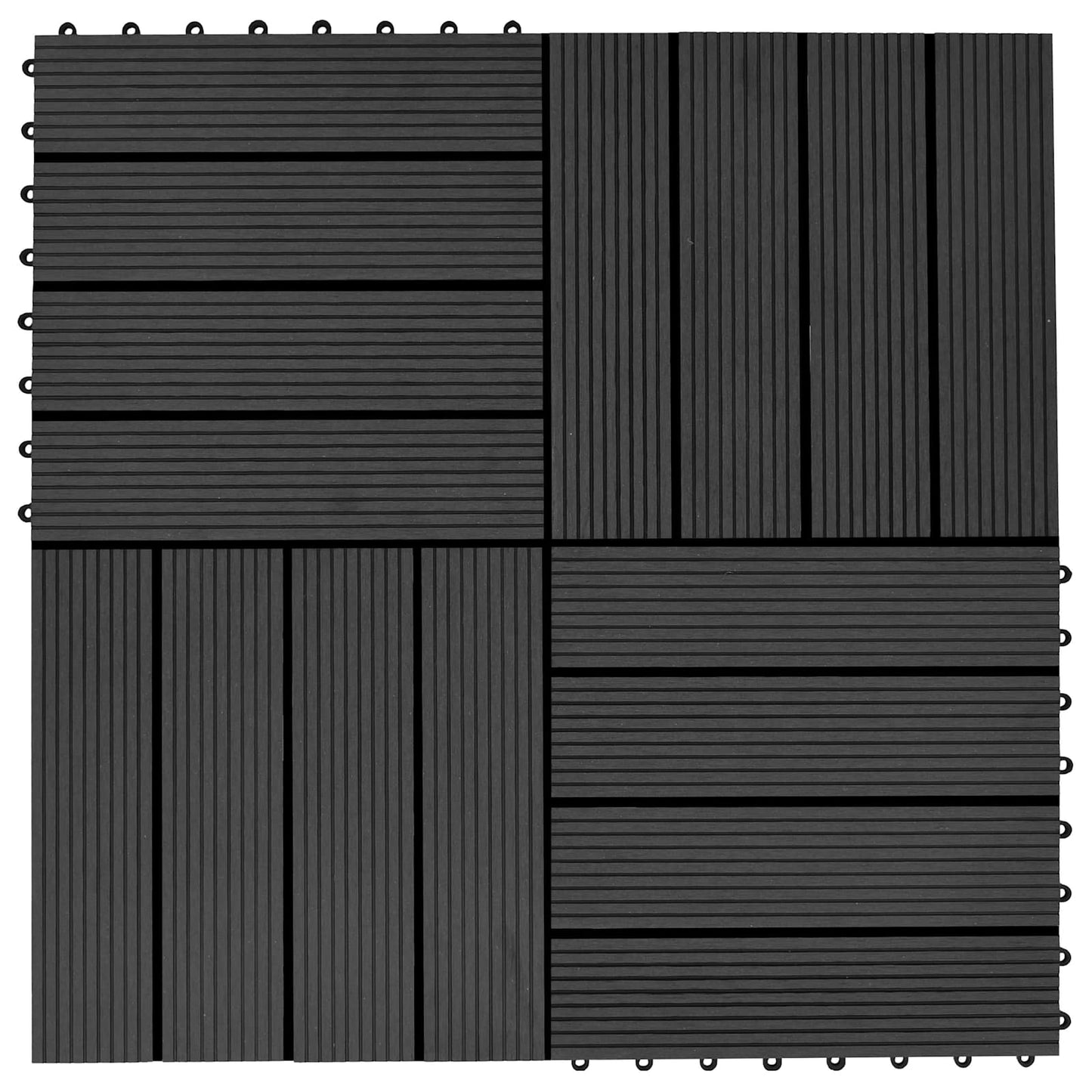 Terrasseflis 11 pcs Svart 30 x 30 cm WPC