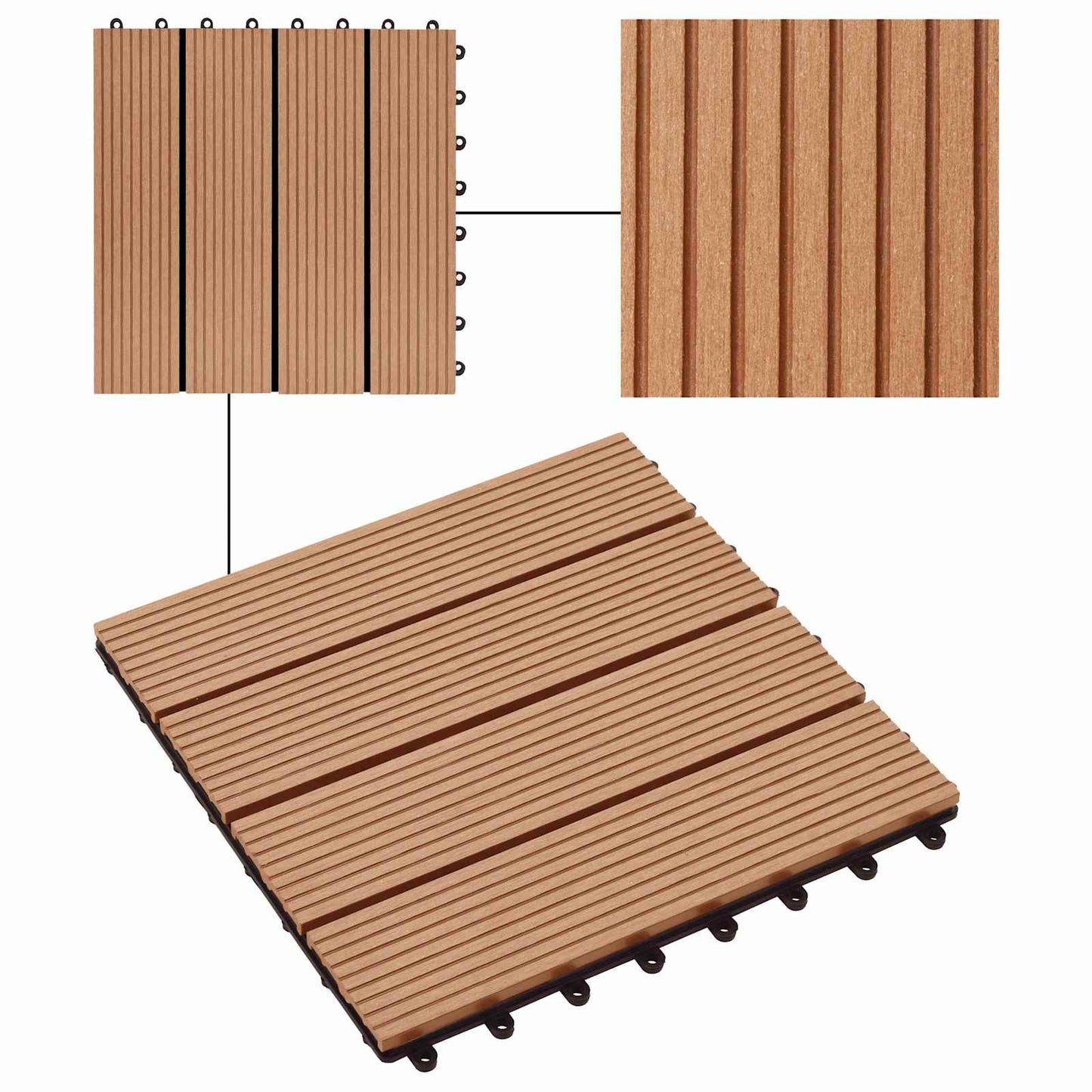 Terrasseflis 11 pcs teak 30 x 30 cm WPC