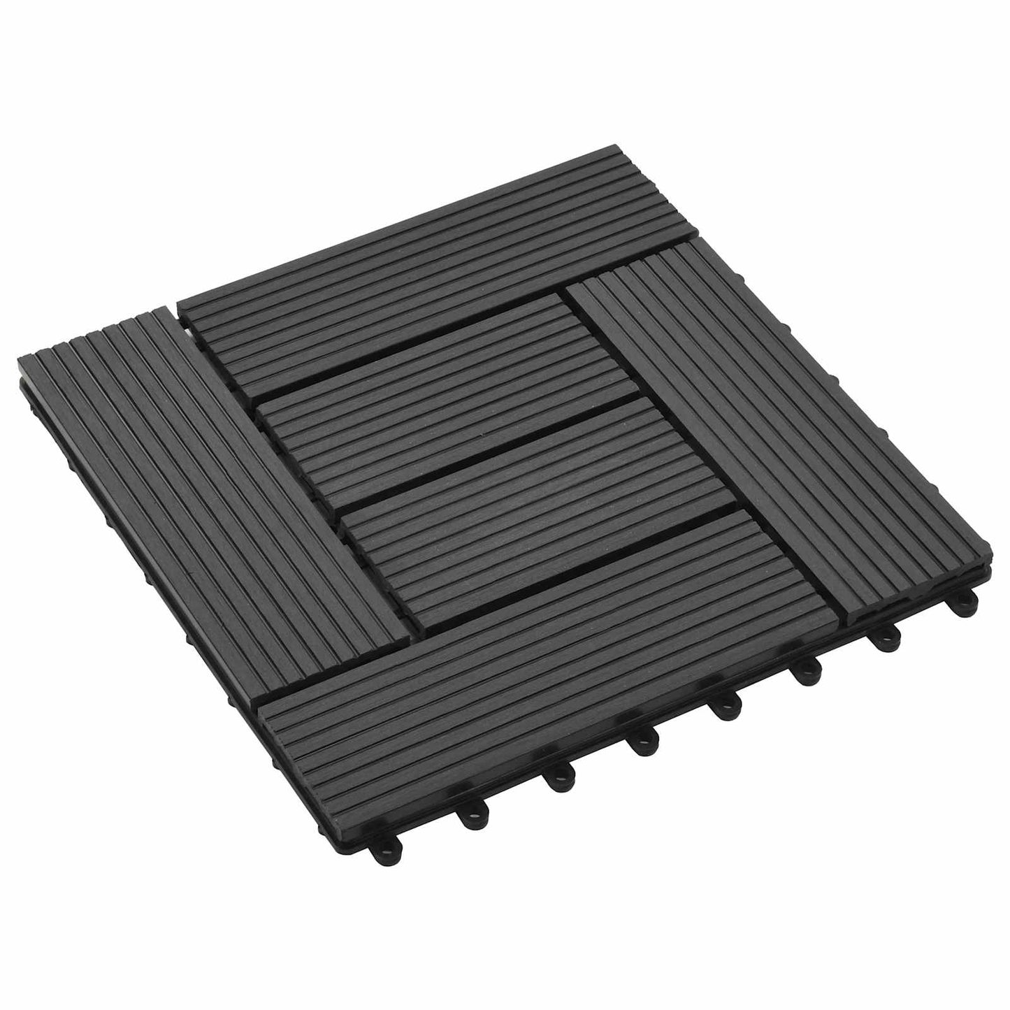 Terrasseflis 11 pcs Svart 30 x 30 cm WPC