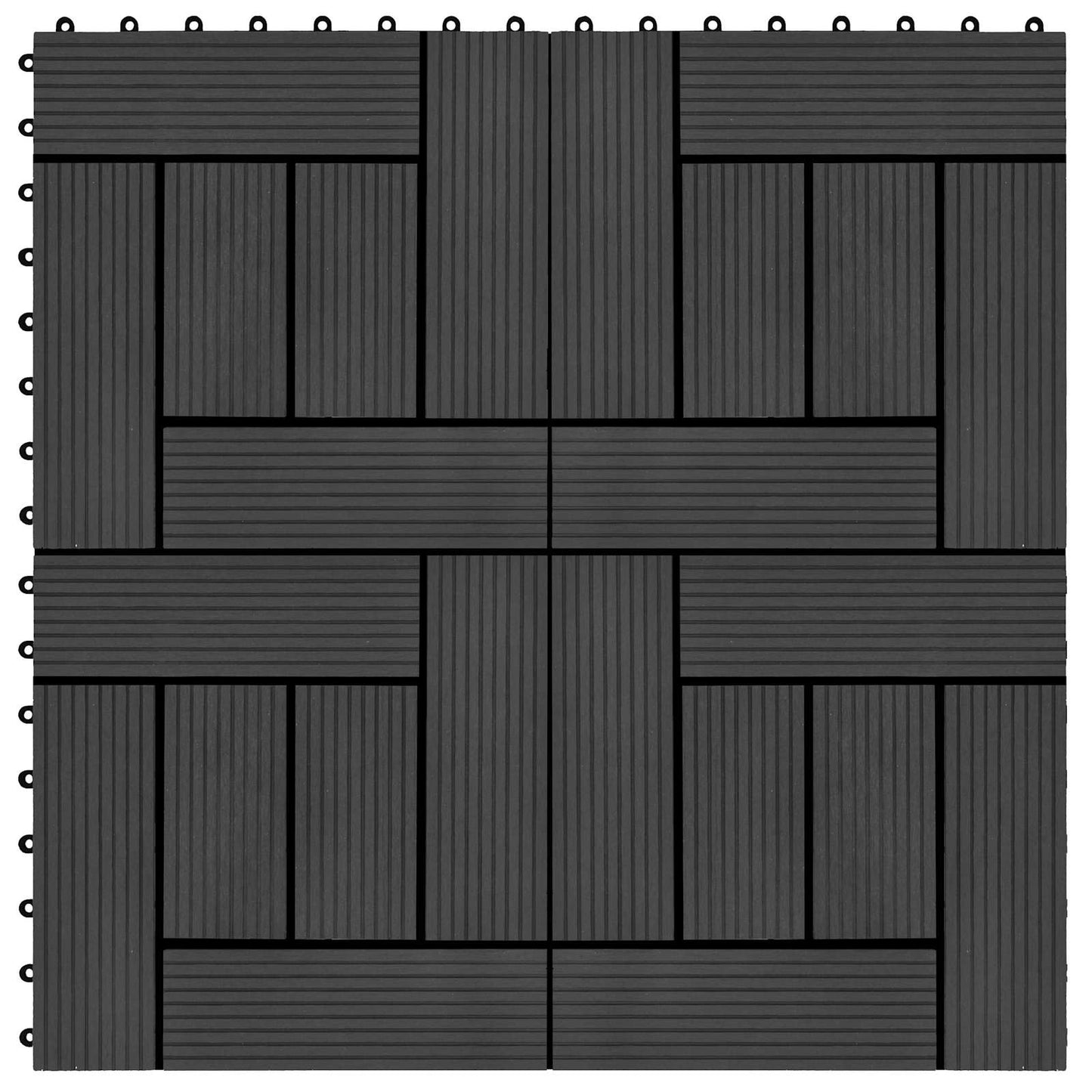 Terrasseflis 11 pcs Svart 30 x 30 cm WPC