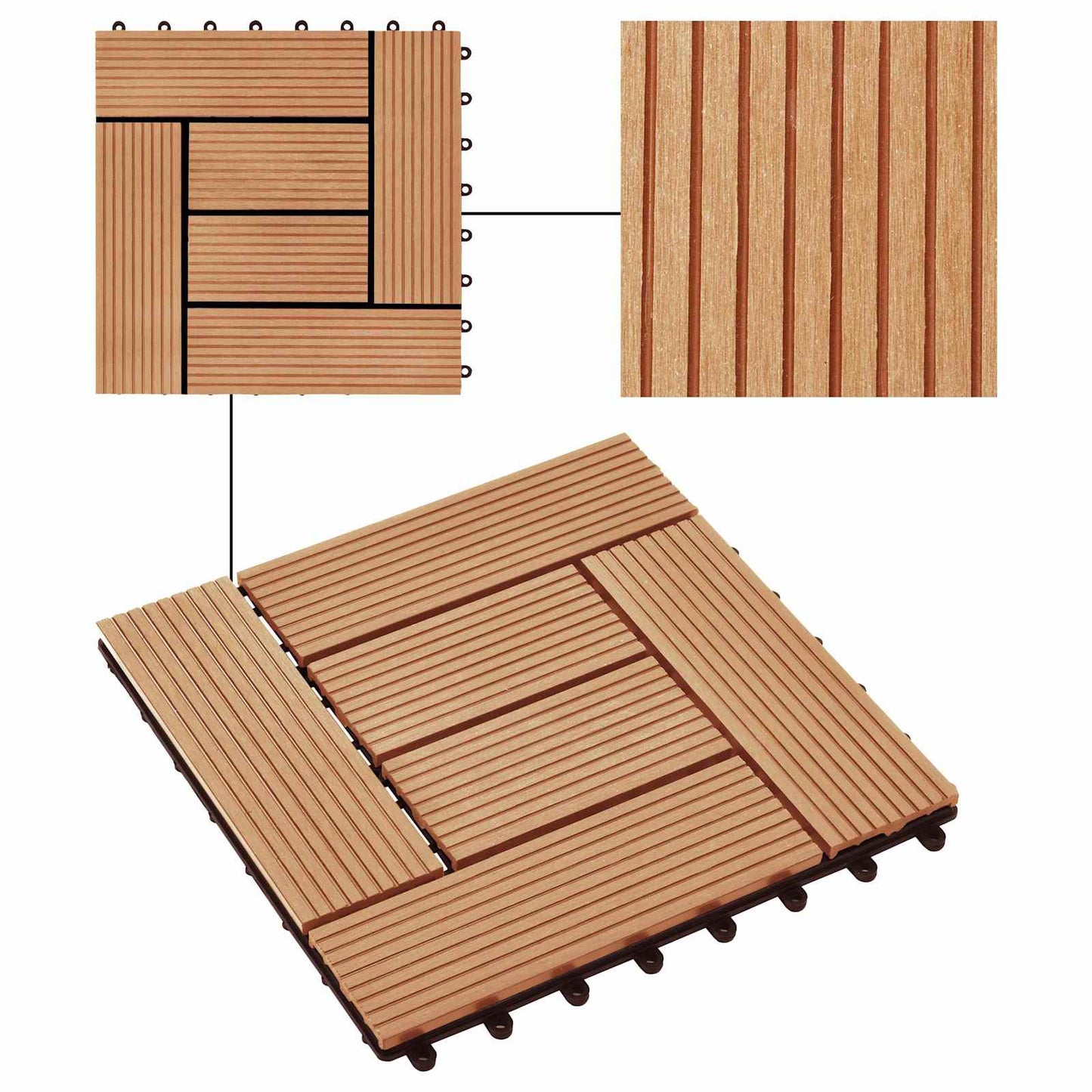 Terrasseflis 11 pcs teak 30 x 30 cm WPC