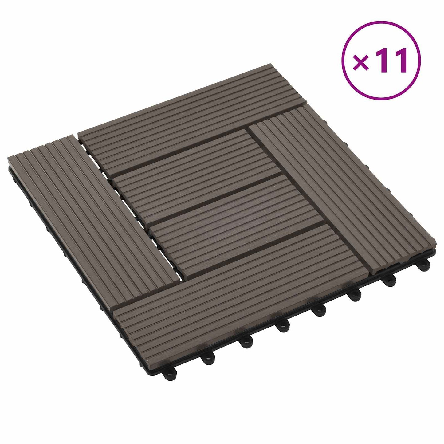 Terrasseflis 11 pcs Mørk brun 30 x 30 cm WPC