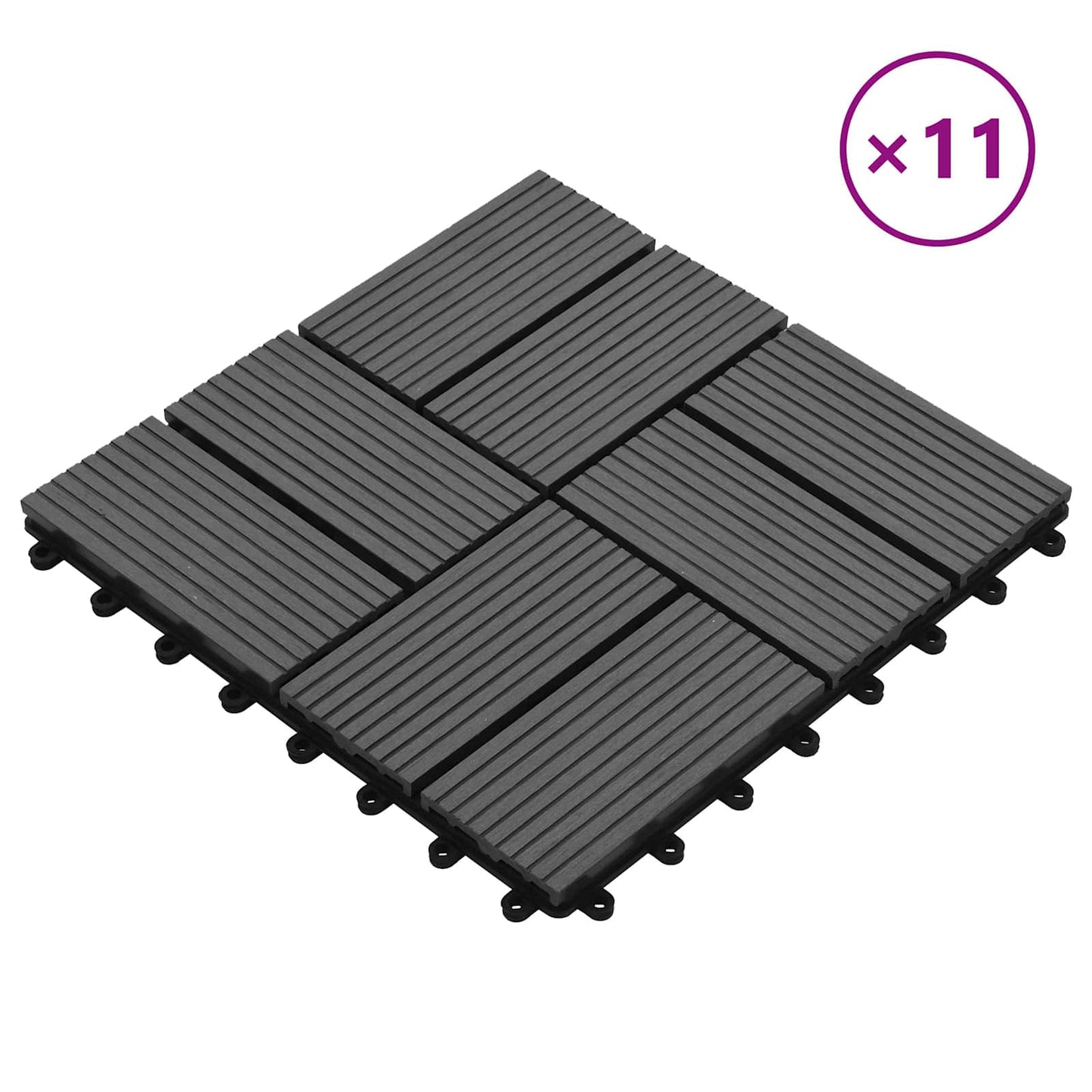 Terrasseflis 11 pcs Grå 30 x 30 cm WPC