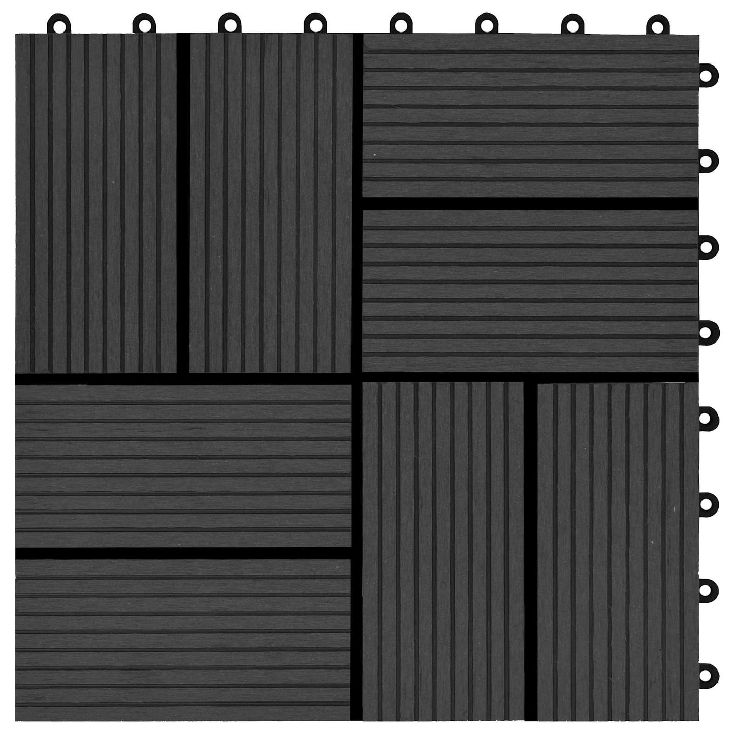Terrasseflis 11 pcs Svart 30 x 30 cm WPC