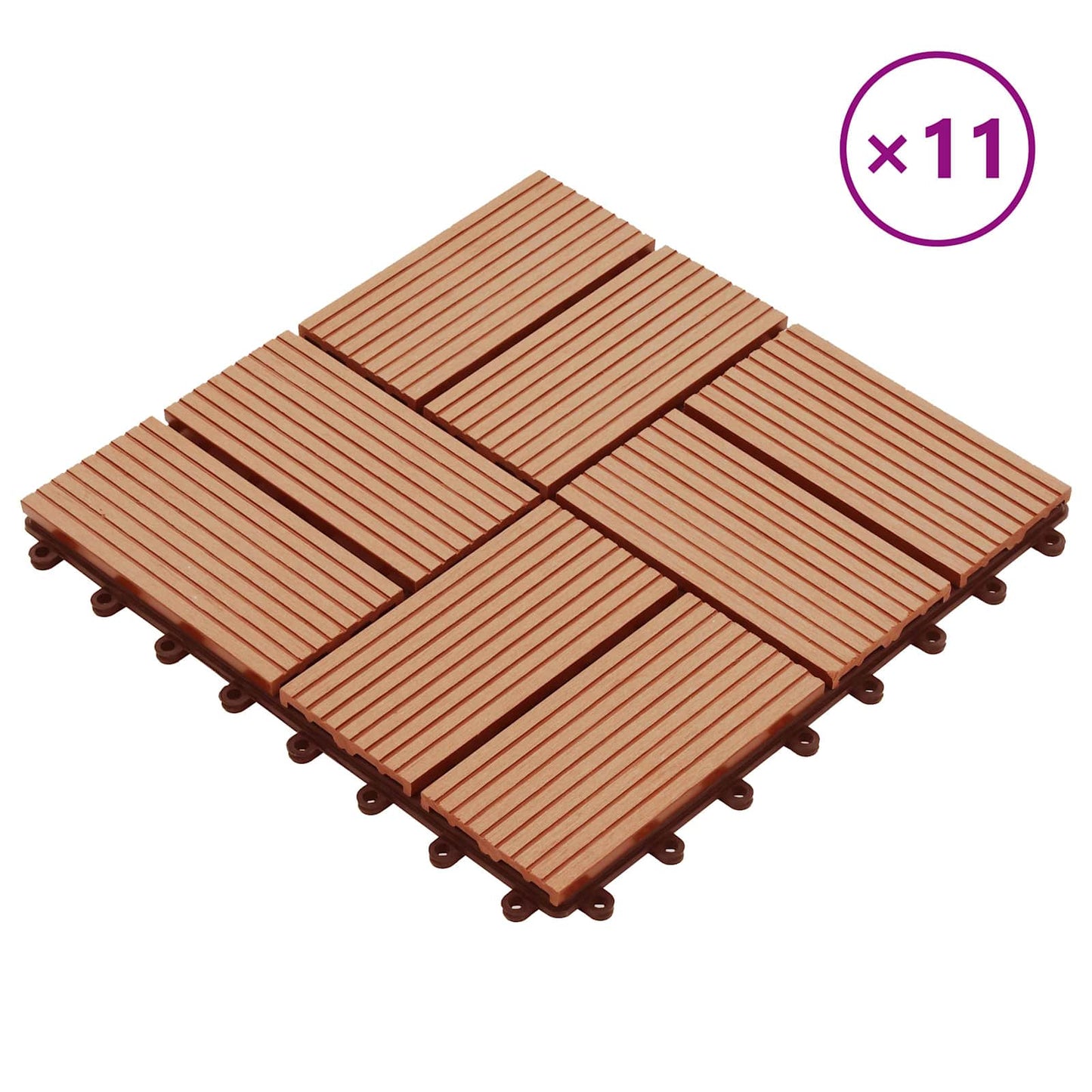 Terrasseflis 11 pcs teak 30 x 30 cm WPC