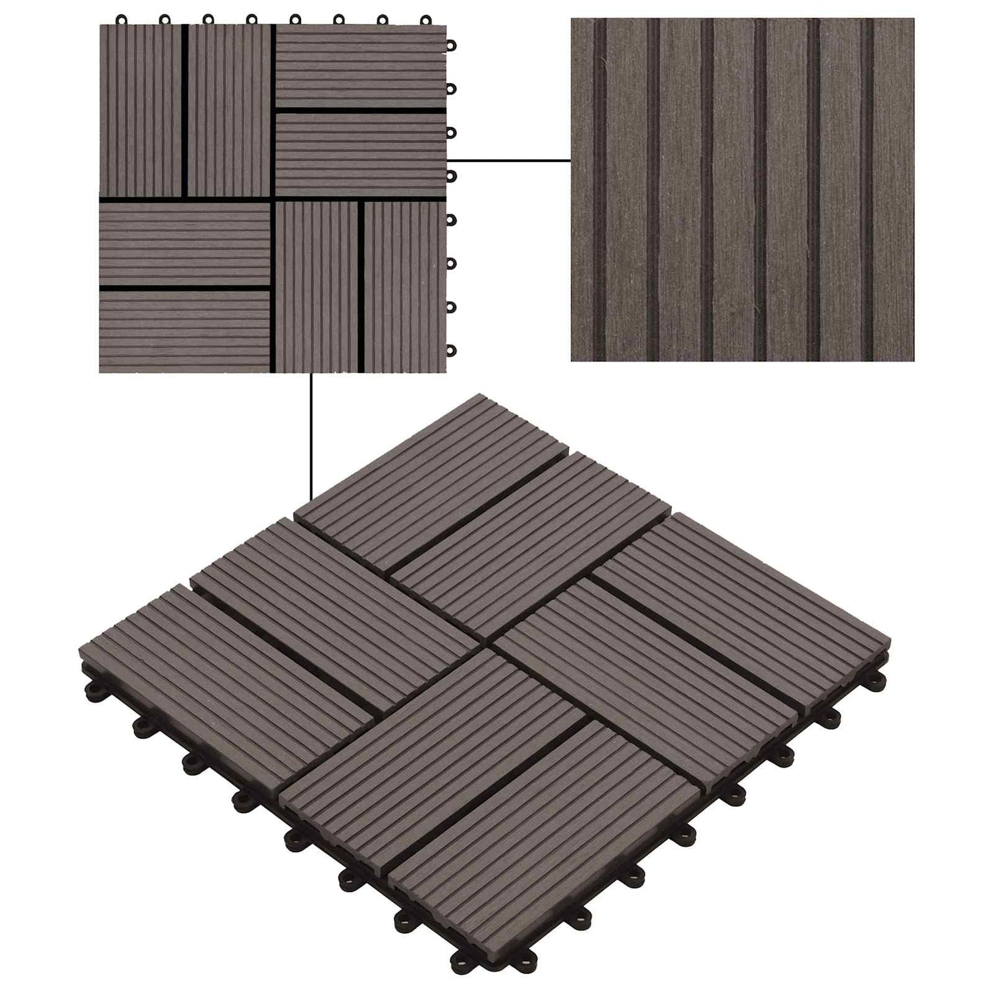 Terrasseflis 11 pcs Mørk brun 30 x 30 cm WPC