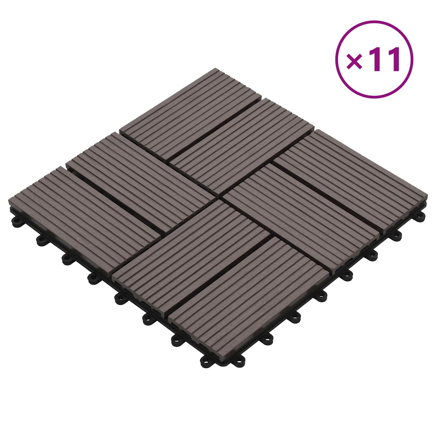 Terrasseflis 11 pcs Mørk brun 30 x 30 cm WPC