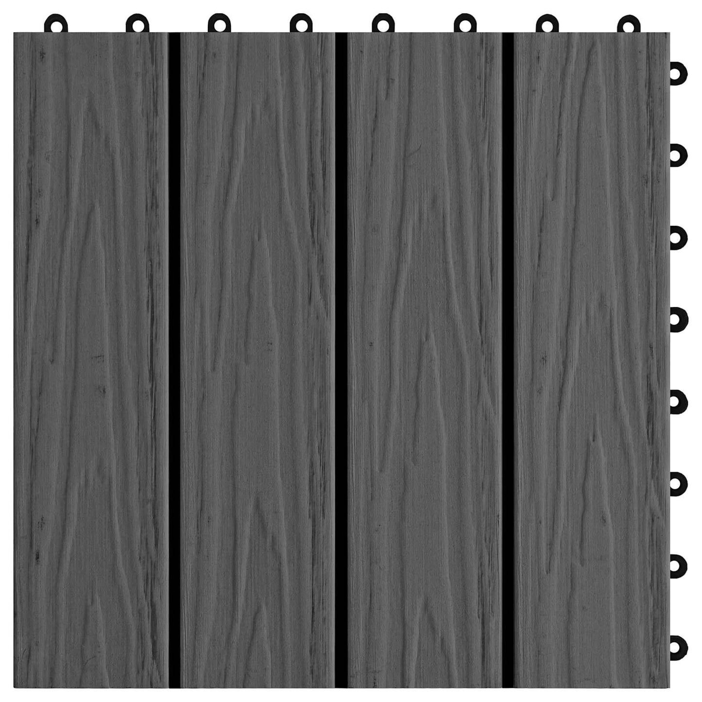 Terrasseflis 3D-design 11 pcs Svart 30 x 30 cm WPC