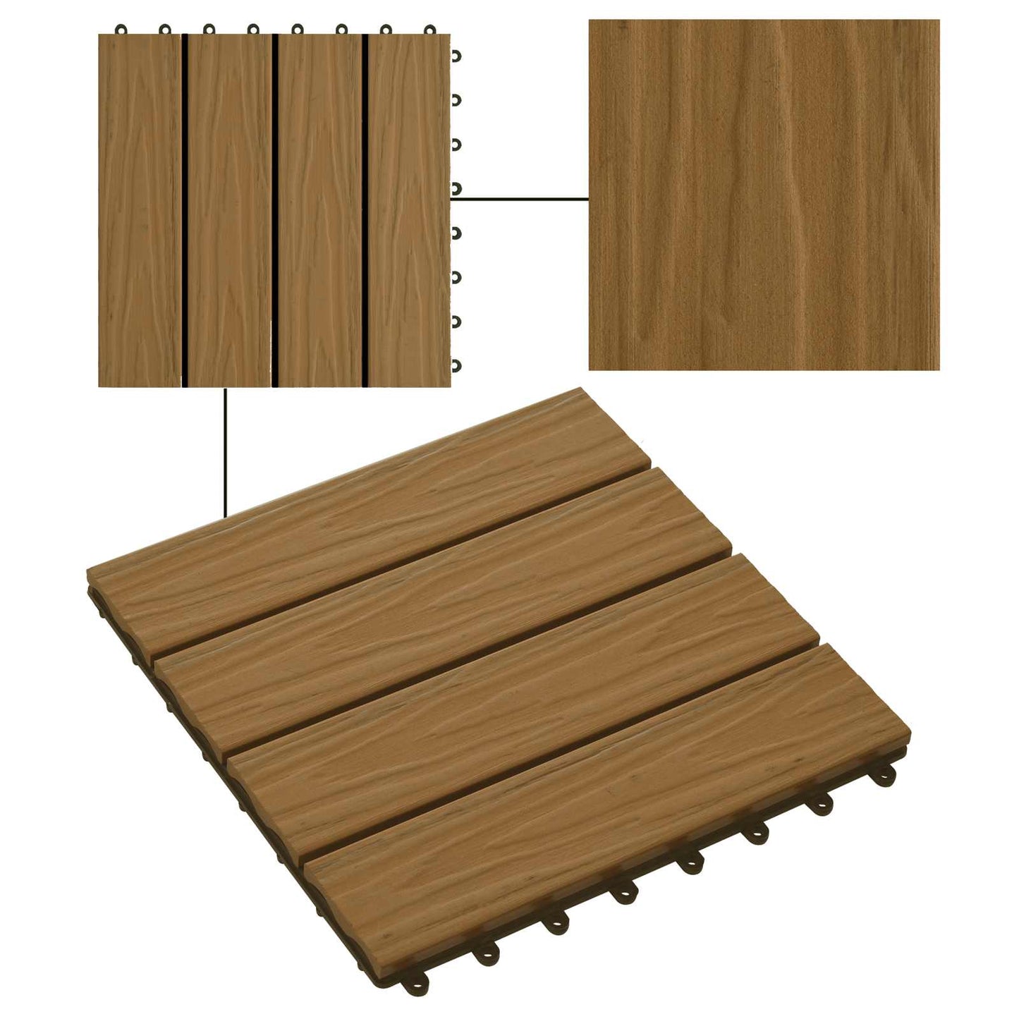 Terrasseflis 3D-design 11 pcs teak 30 x 30 cm WPC