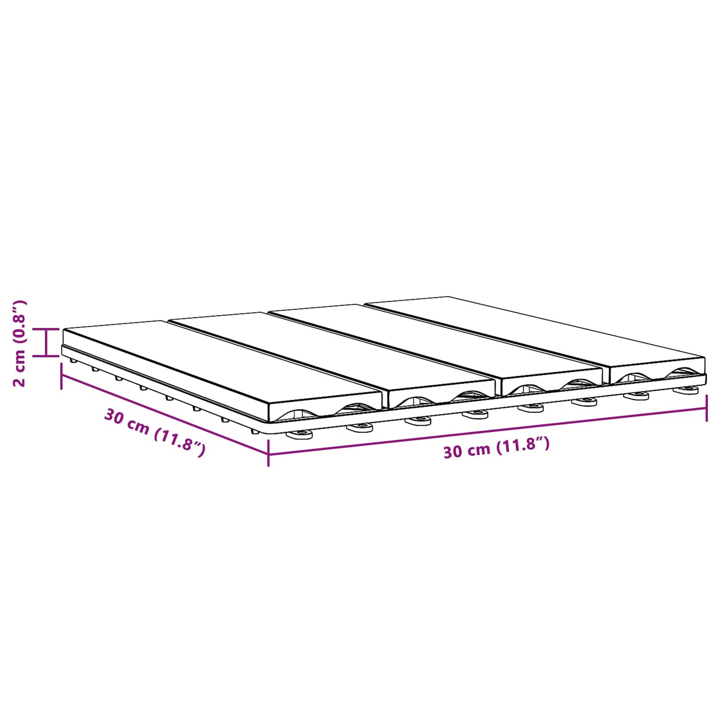 Terrasseflis 3D-design 11 pcs teak 30 x 30 cm WPC