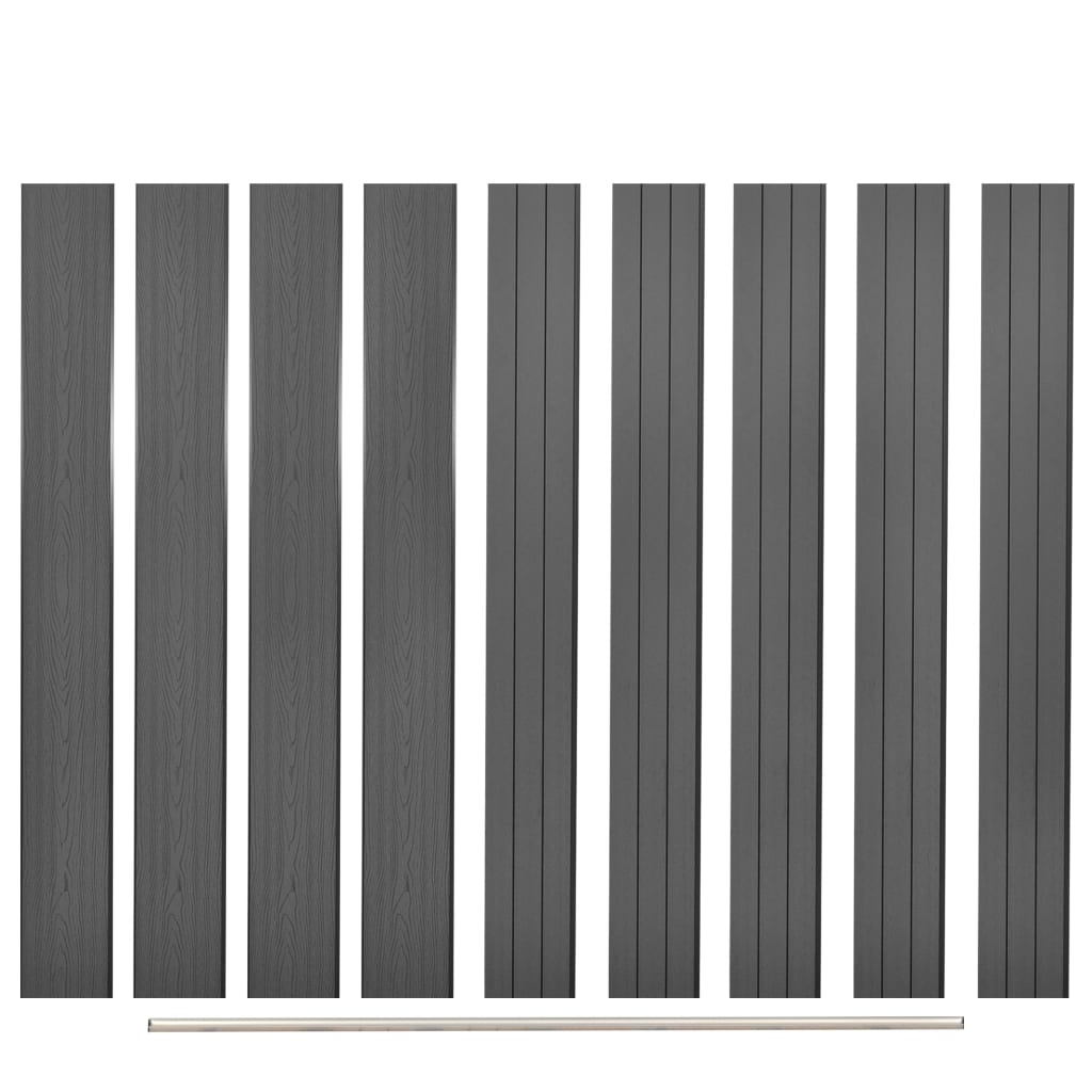 Gjerdepaneler 9 stk WPC 170 cm grå