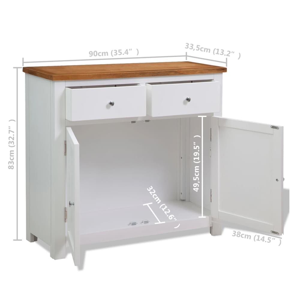 Skjenk 90x33,5x83 cm heltre eik