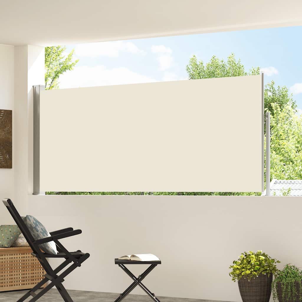 Uttrekkbar sidemarkise 120 x 300 cm kremhvit