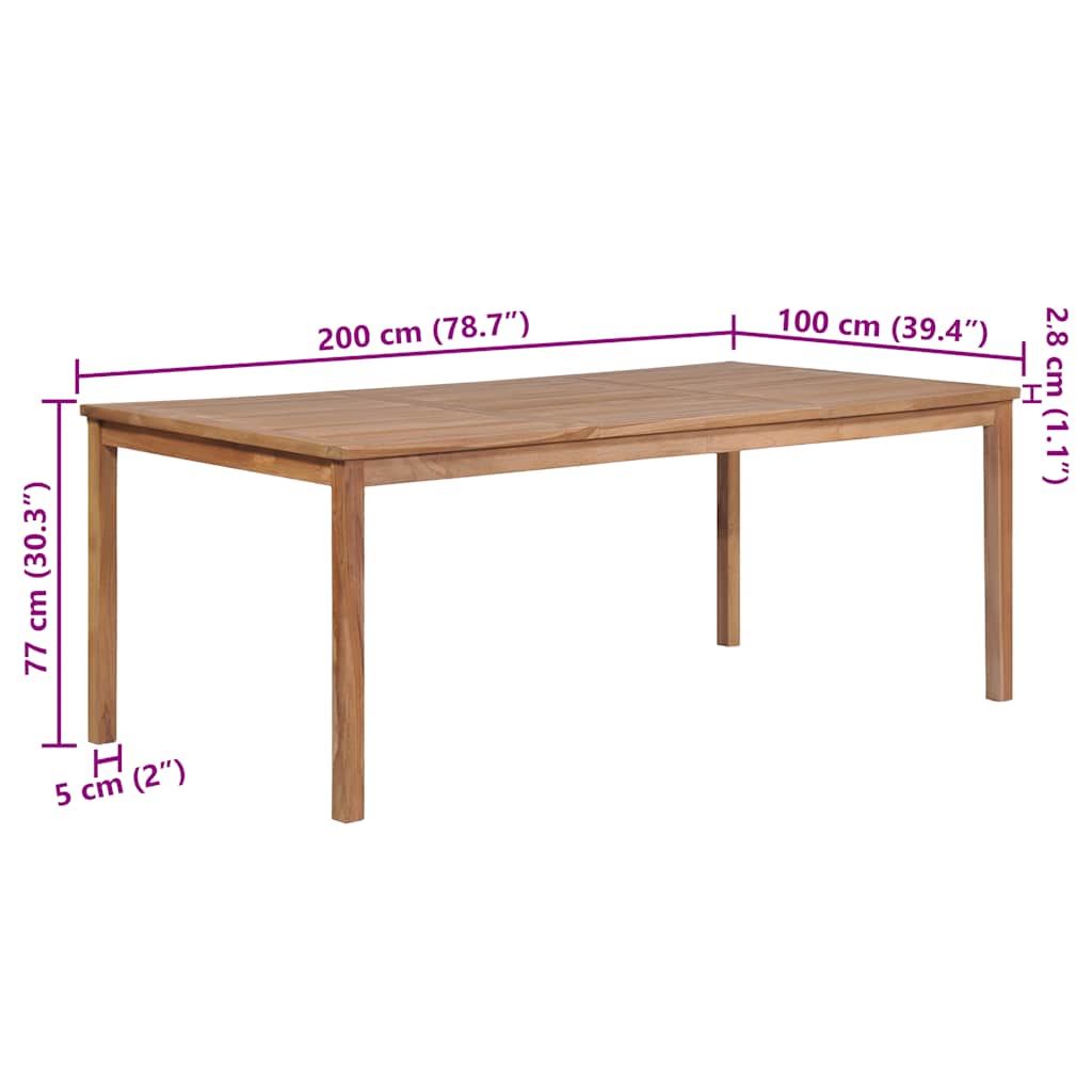 Hagebord 200x100x77 cm heltre teak