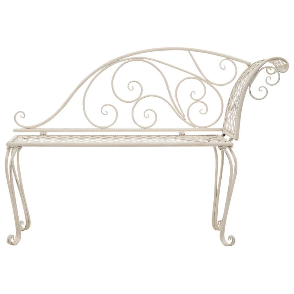 Hagesjeselong 128 cm metall antikk hvit vidaXL