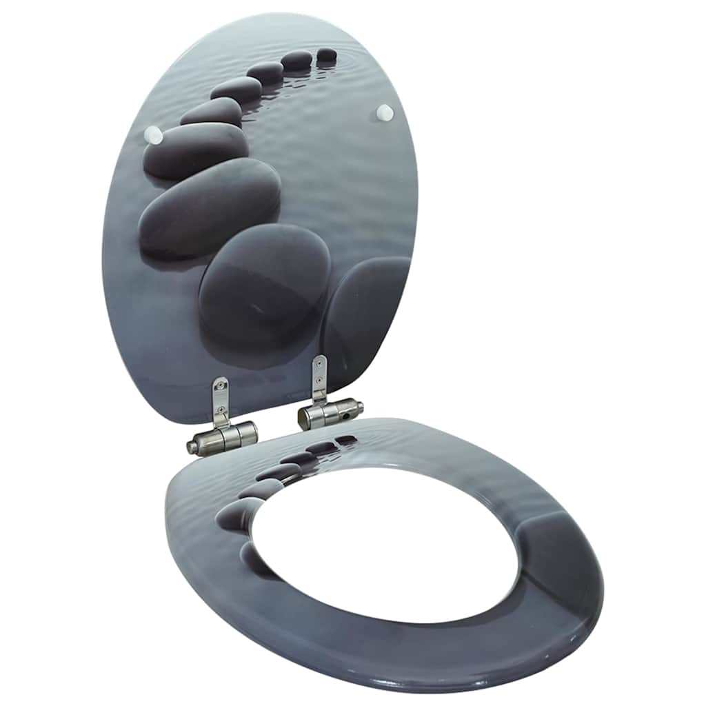 Toalettsete med myk lukkefunksjon MDF steindesign