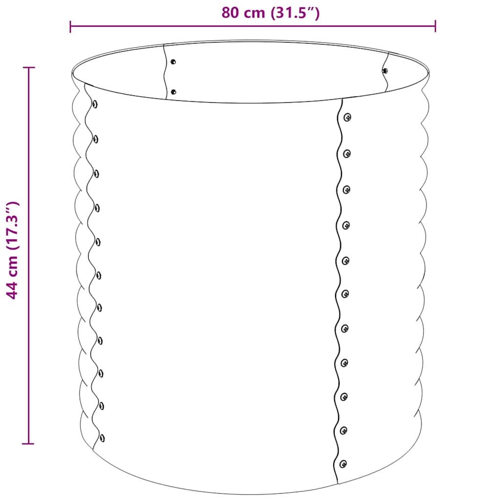 Høybed 80x80x81 cm galvanisert stål sølv vidaXL