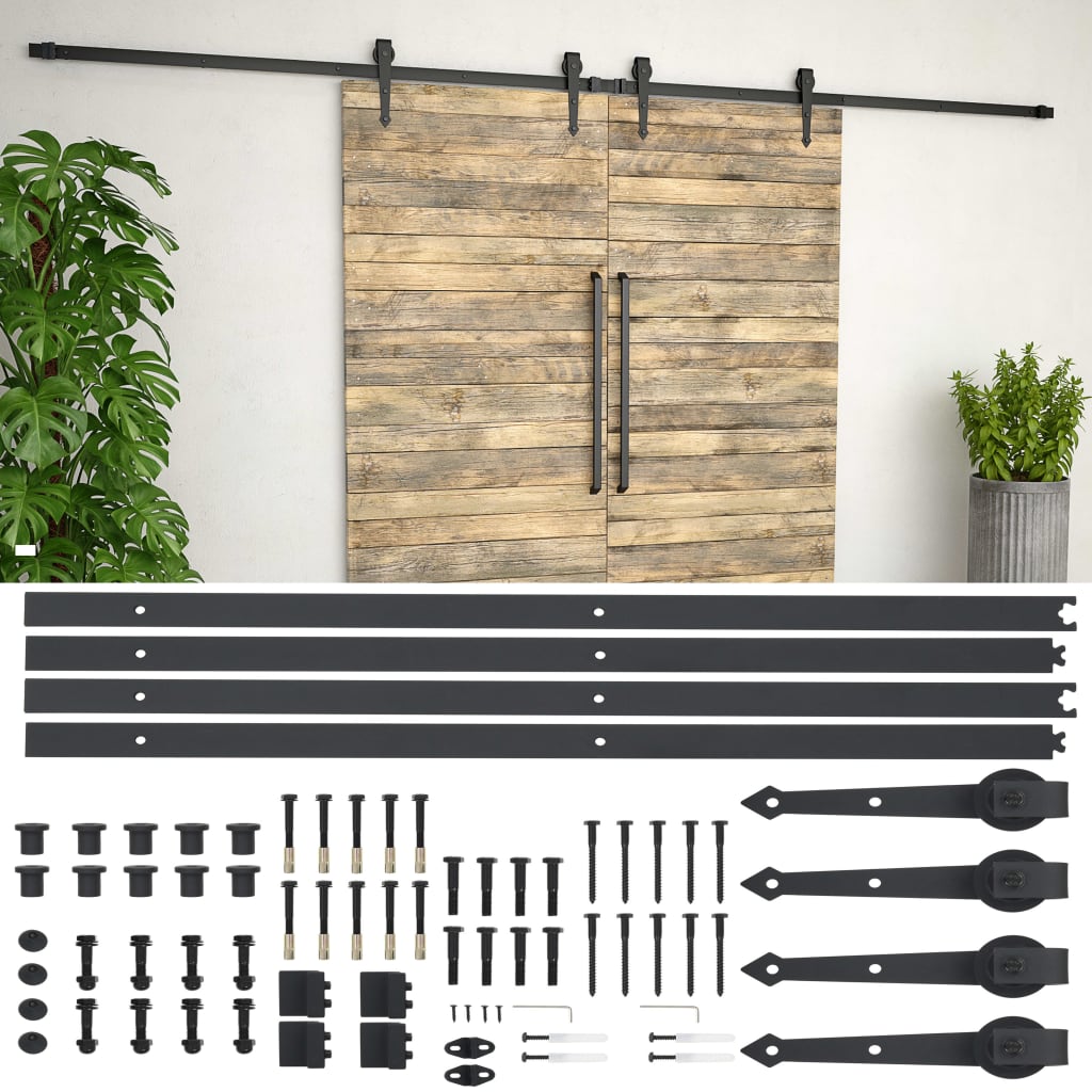 Utstyr for skyvedør 2x183 cm stål svart