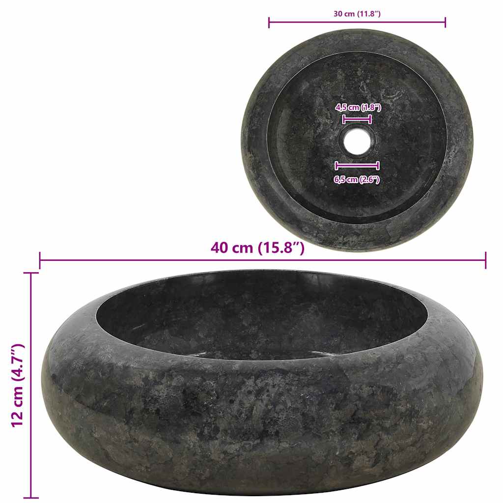 Vask 40x12 cm marmor svart