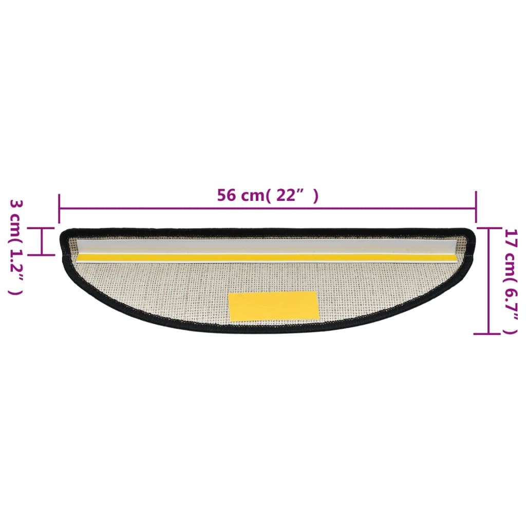 Trappematter 15 stk 56x17x3 cm antrasitt halvrund