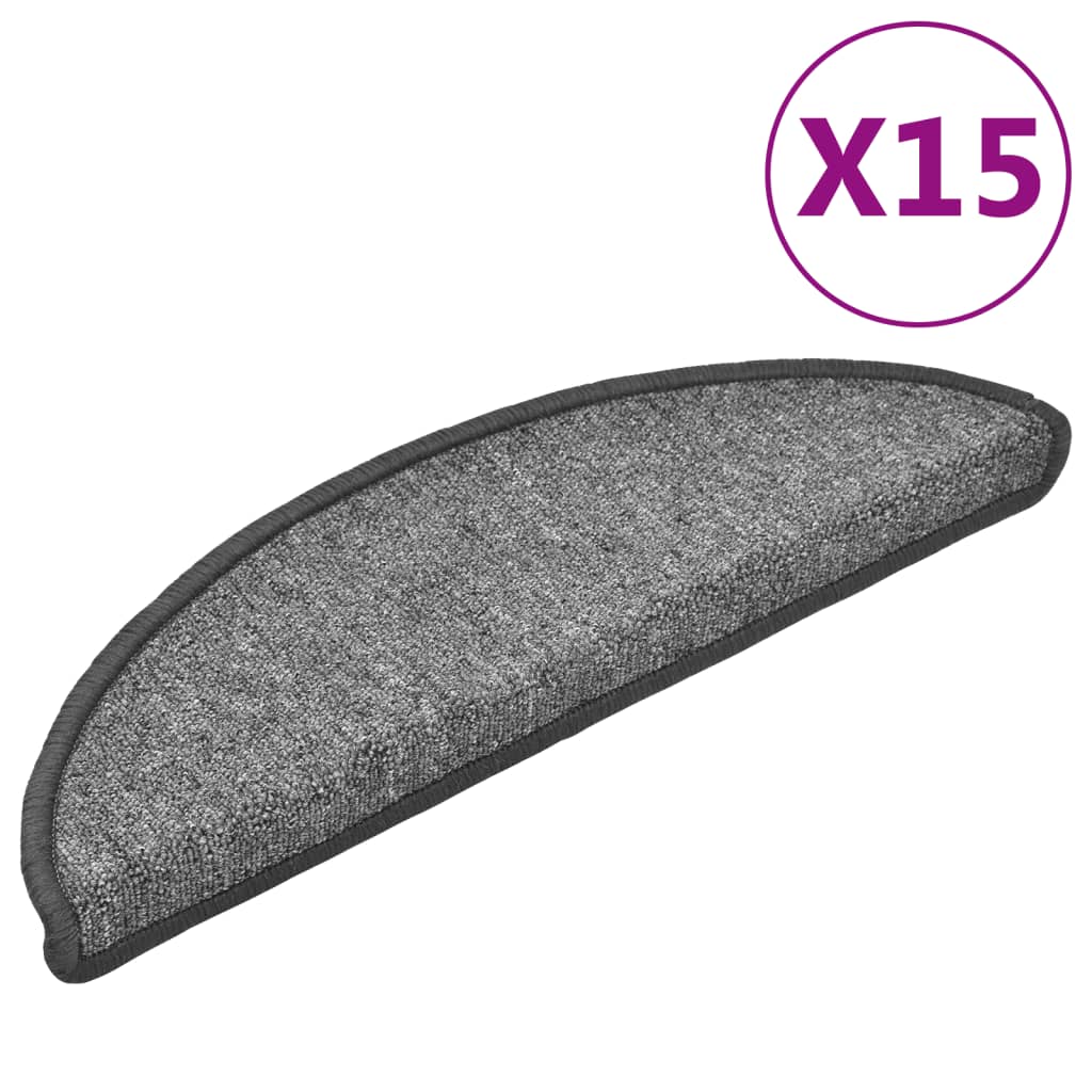Trappematter 15 stk 56x17x3 cm mørkegrå halvrund