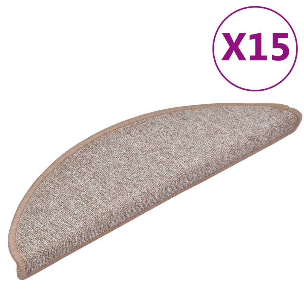 Trappematter 15 stk 56x17x3 cm lysebrune halvrund