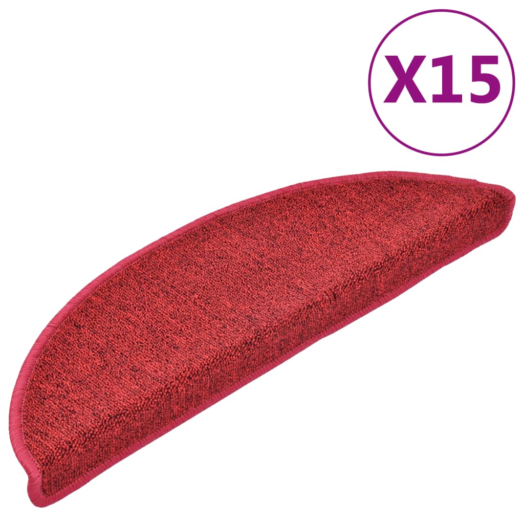 Trappematter 15 stk 56x17x3 cm rød halvrund