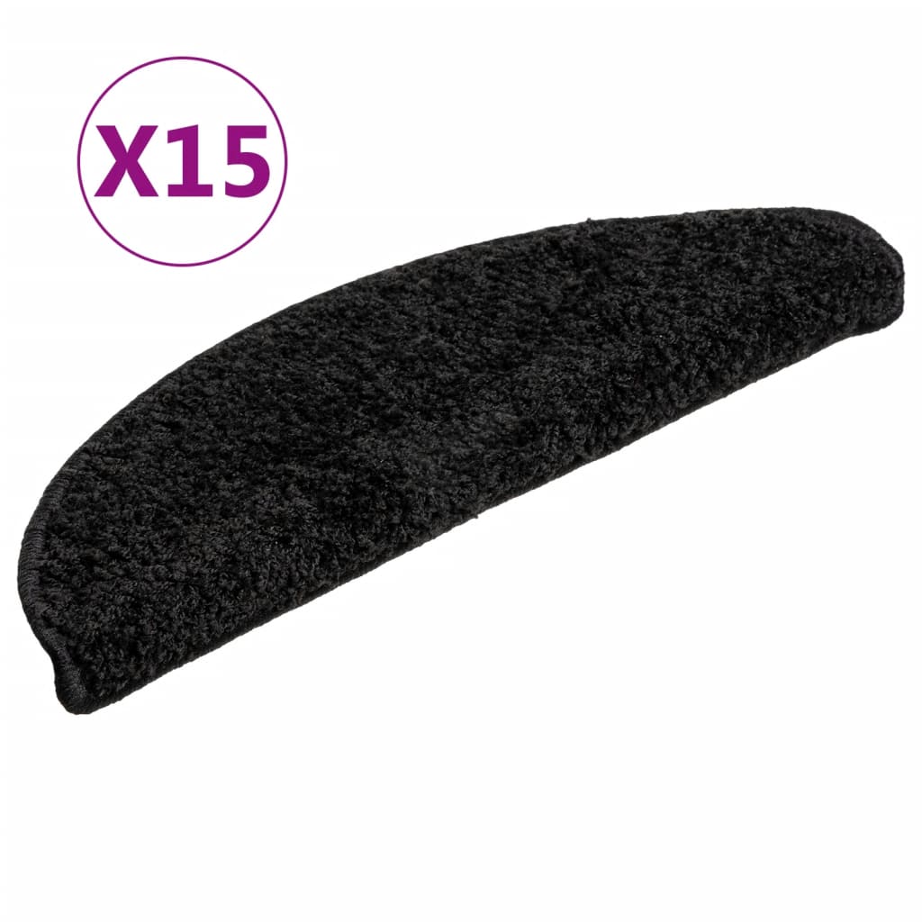 Trappematter 15 stk 56x17x3 cm svarte halvrund