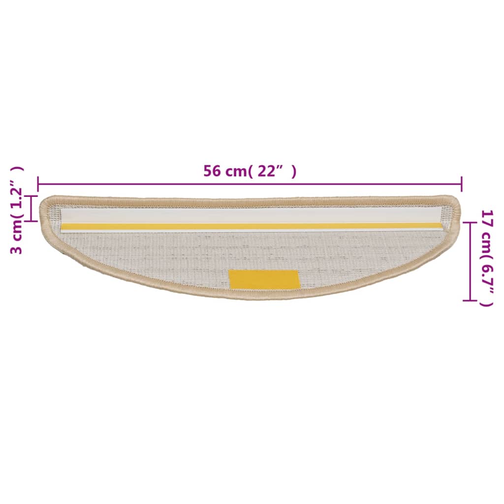 Trappematter 15 stk 56x17x3 cm kremfargede halvrund