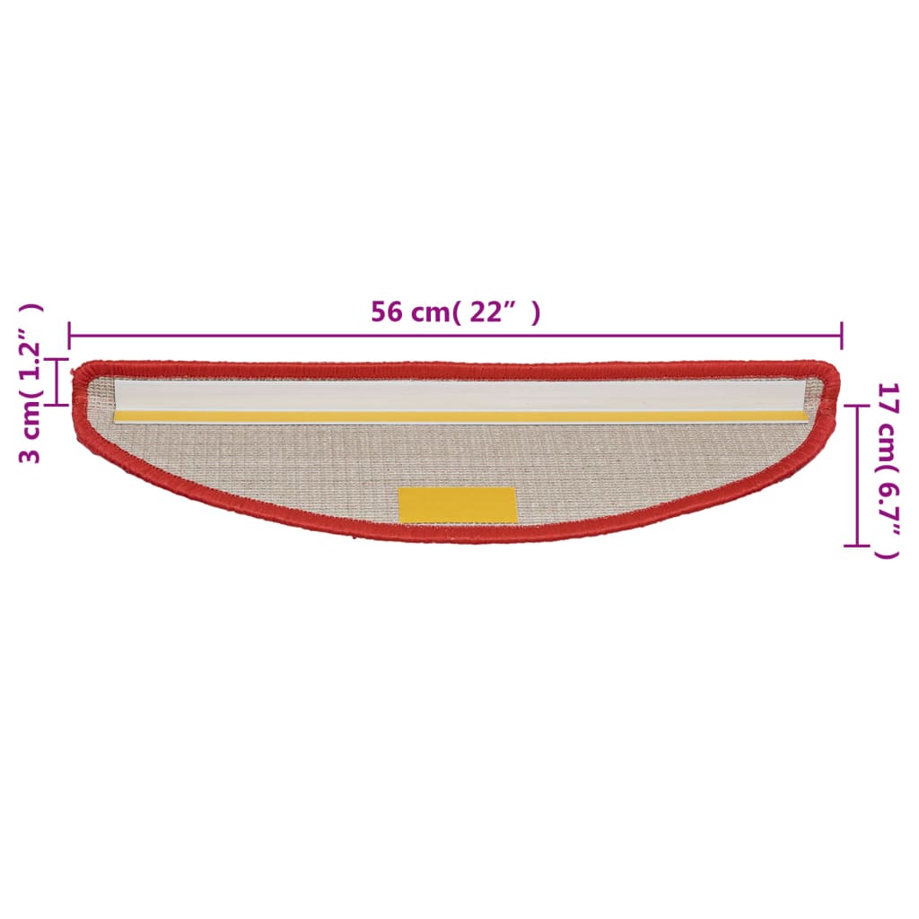 Trappematter 15 stk 56x17x3 cm røde halvrund