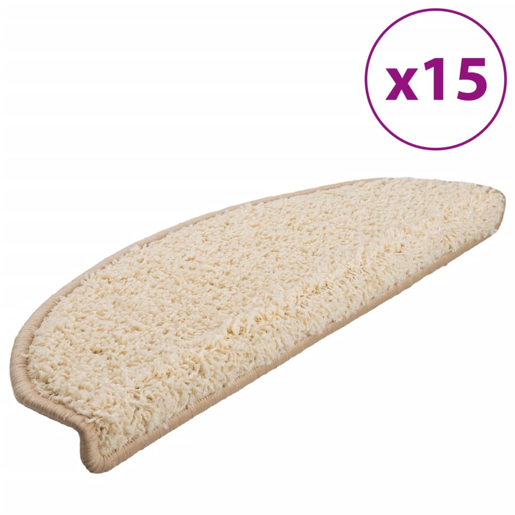 Trappematter 15 stk 65x21x4 cm kremfarget halvrund stor