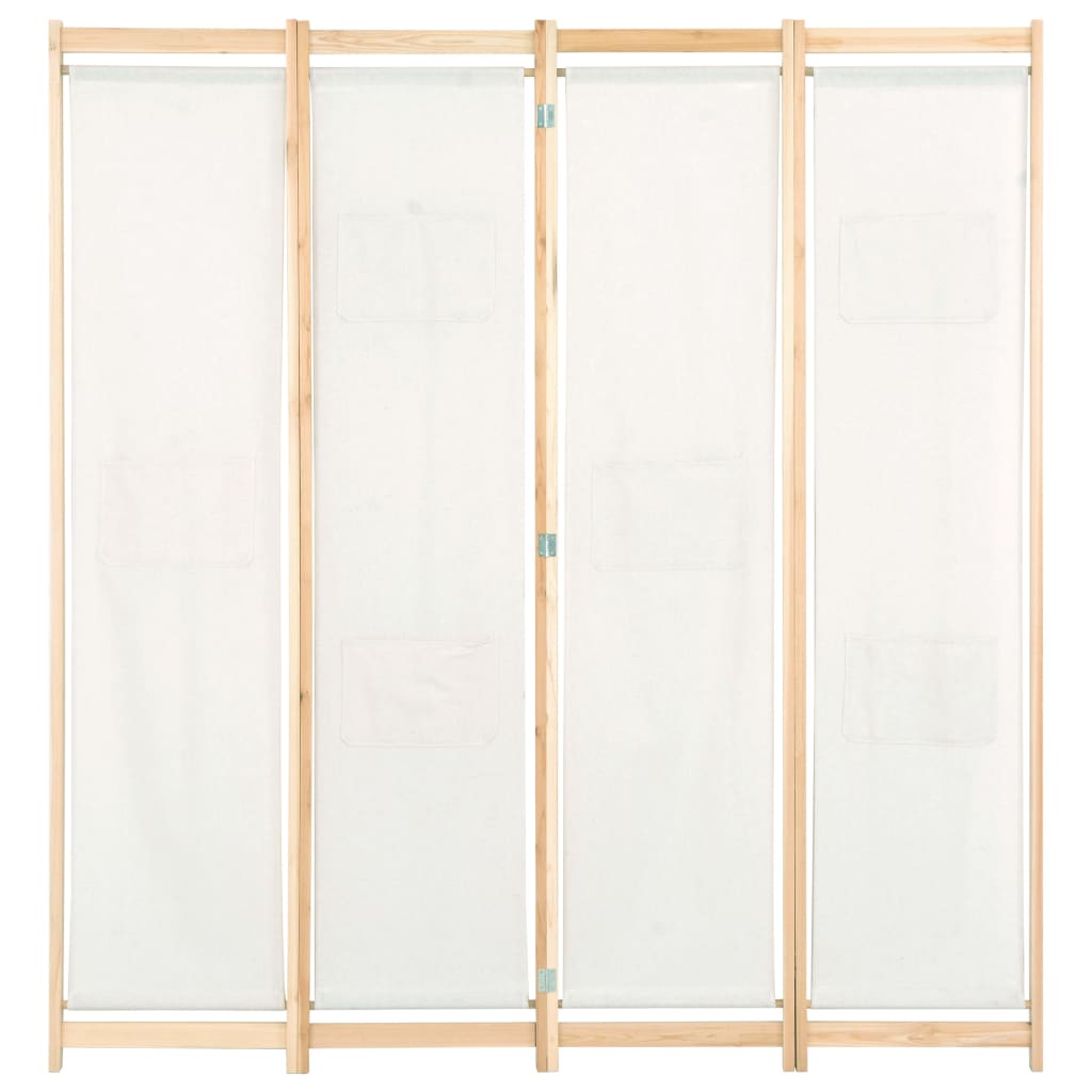 Romdeler 4 paneler kremhvit 160x170x4 cm stoff vidaXL