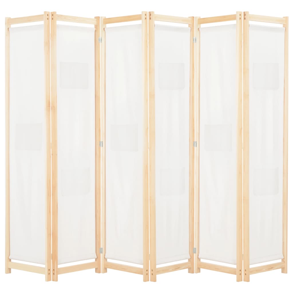 Romdeler 6 paneler krem 240x170x4 cm stoff vidaXL