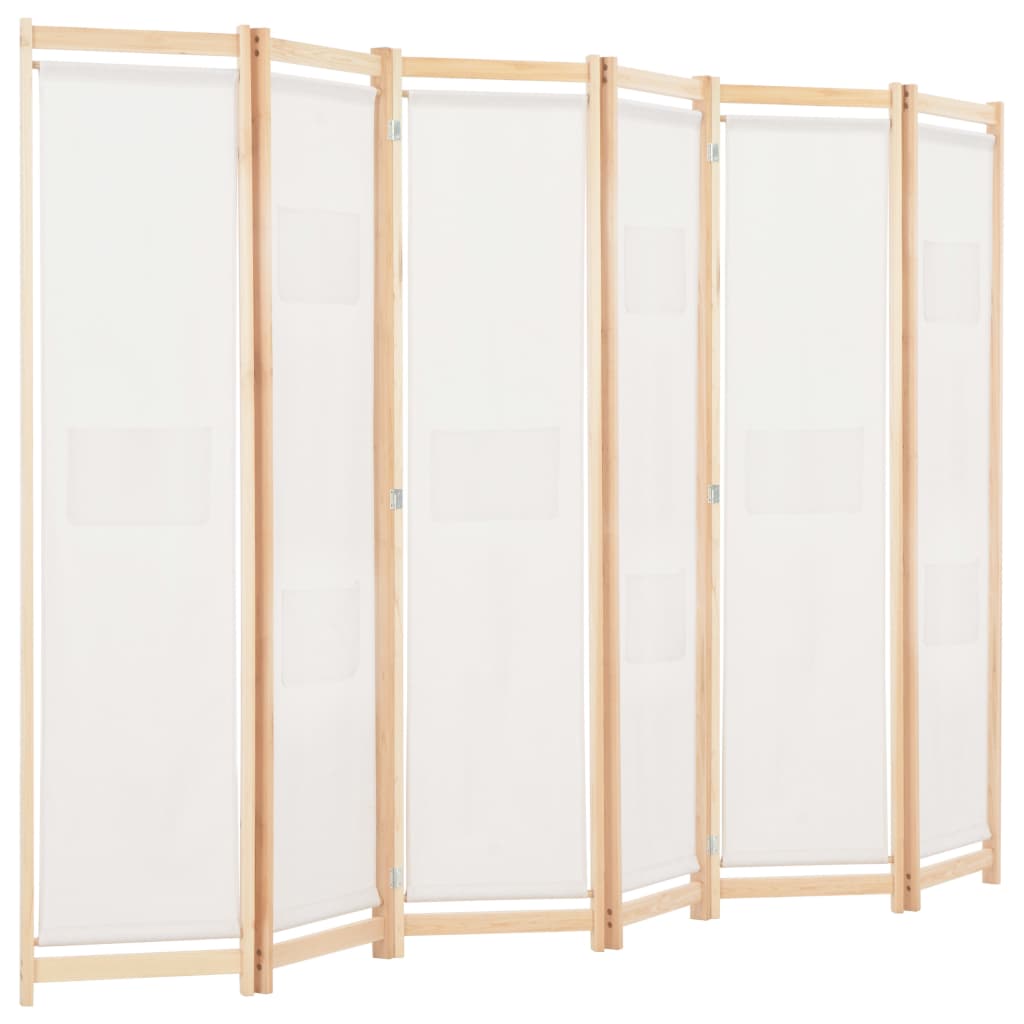 Romdeler 6 paneler krem 240x170x4 cm stoff vidaXL