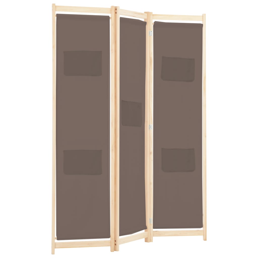 Romdeler 3 paneler brun 120x170x4 cm stoff vidaXL